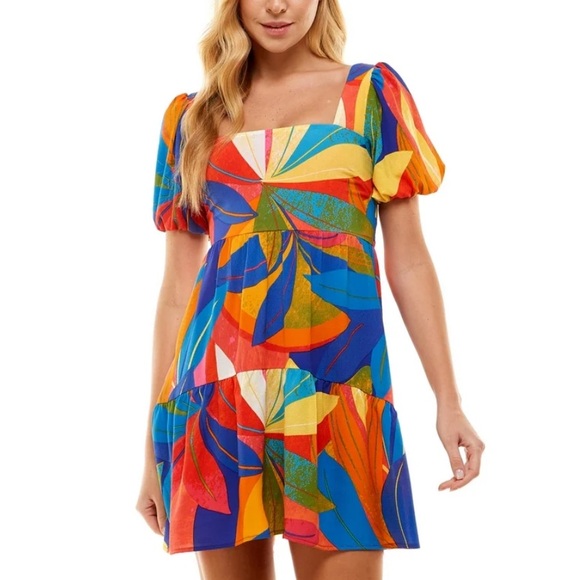 City Studio Dresses & Skirts - City Studios Junior's Square Neck Puff Sleeve Dress‎ Medium